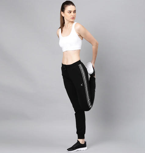Women Black Slim Fit Swedish Pop Sports Joggers